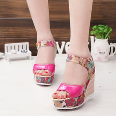 RIBETRINI 2019 fashion INS Hot Lace Leisure Women Wedges Heeled Women Shoes Summer Sandals Party Platform High Heels Shoes Woman