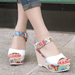 RIBETRINI 2019 fashion INS Hot Lace Leisure Women Wedges Heeled Women Shoes Summer Sandals Party Platform High Heels Shoes Woman