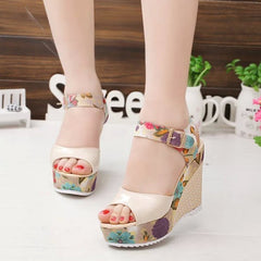 RIBETRINI 2019 fashion INS Hot Lace Leisure Women Wedges Heeled Women Shoes Summer Sandals Party Platform High Heels Shoes Woman
