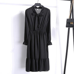 29 Colors Beautiful Fashion Spring Autumn Women Long Sleeve Dress Retro Collar Casual Slim Dresses Floral Printing Chiffon Sexy