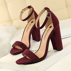 BIGTREE Shoes Women Sandals 2019 Women Shoes Block Heels Women Suede Buckle Party Sandalias Sexy Classic Sandals Ladies Shoes