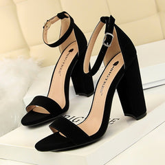 BIGTREE Shoes Women Sandals 2019 Women Shoes Block Heels Women Suede Buckle Party Sandalias Sexy Classic Sandals Ladies Shoes